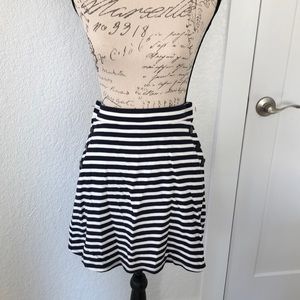 Loft striped navy and white skirt with buttons size small